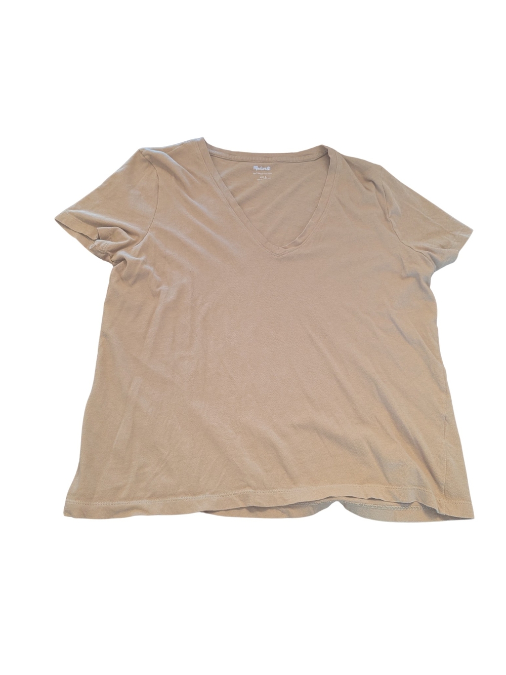 EUC Madewell Womens Large softfade cotton brown Vneck short sleeve shirt